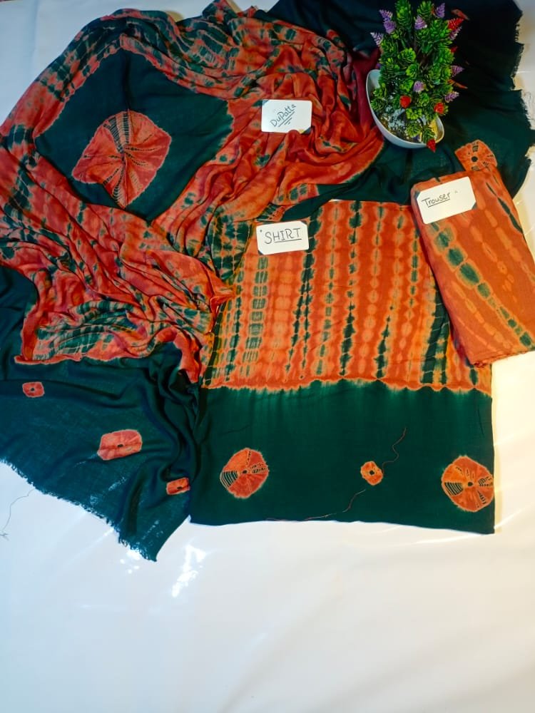 Orange Circle Border Tie Dye Suit