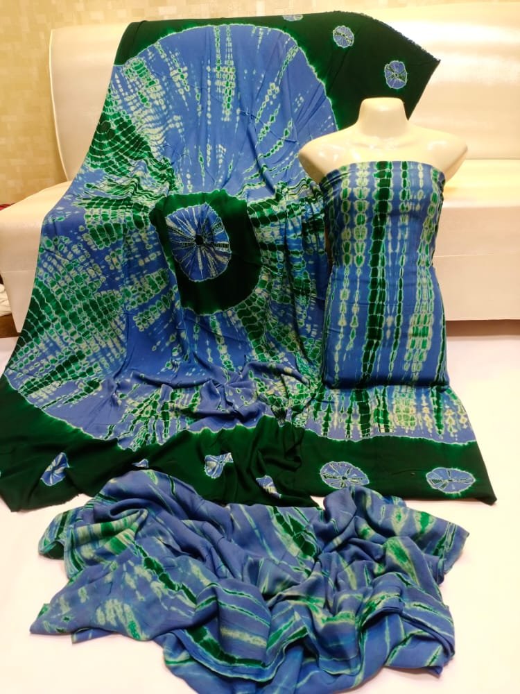 Blue Circle Border Tie Dye Suit
