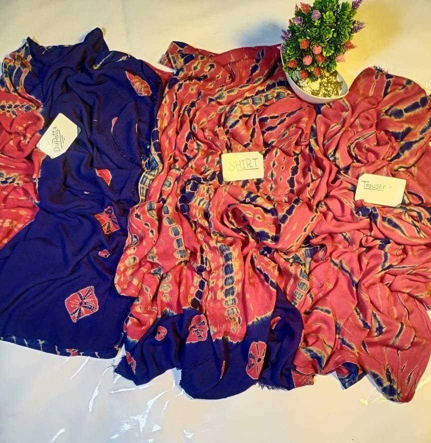 Coral Circle Border Tie Dye Suit