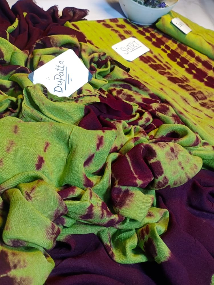 Lime Circle Border Tie Dye Suit