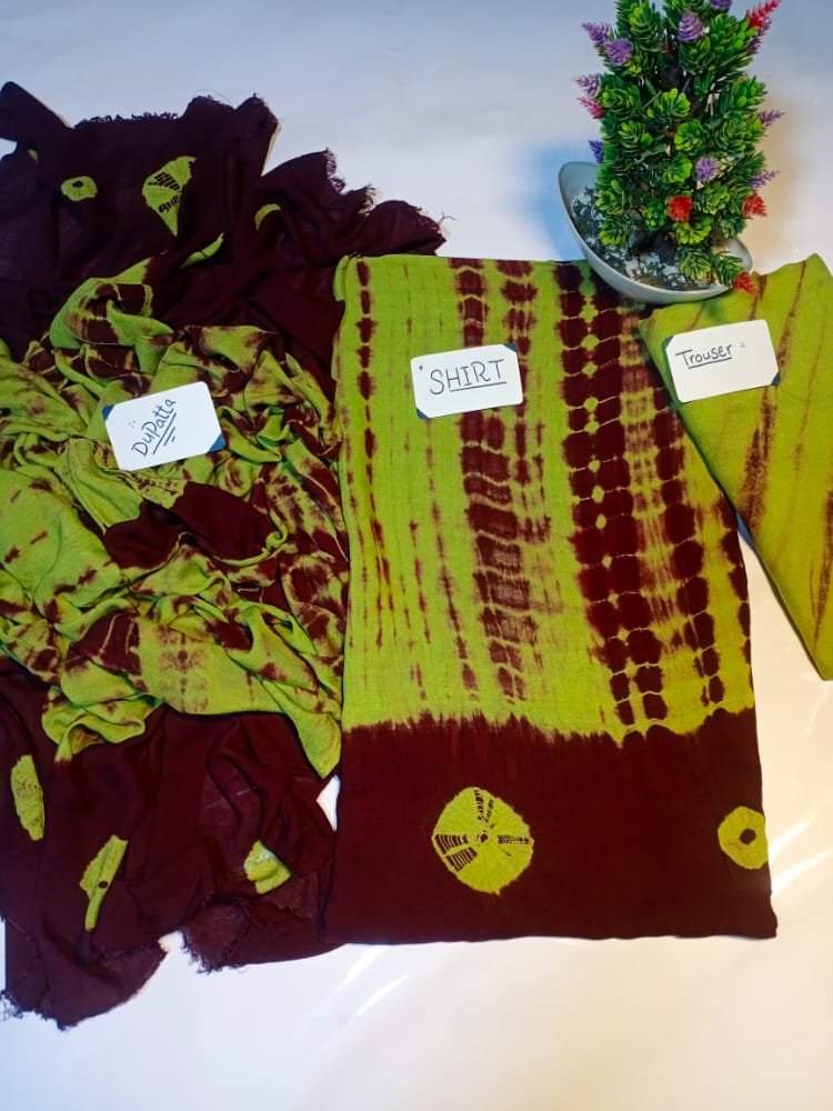 Mehndi Circle Border Tie Dye Suit