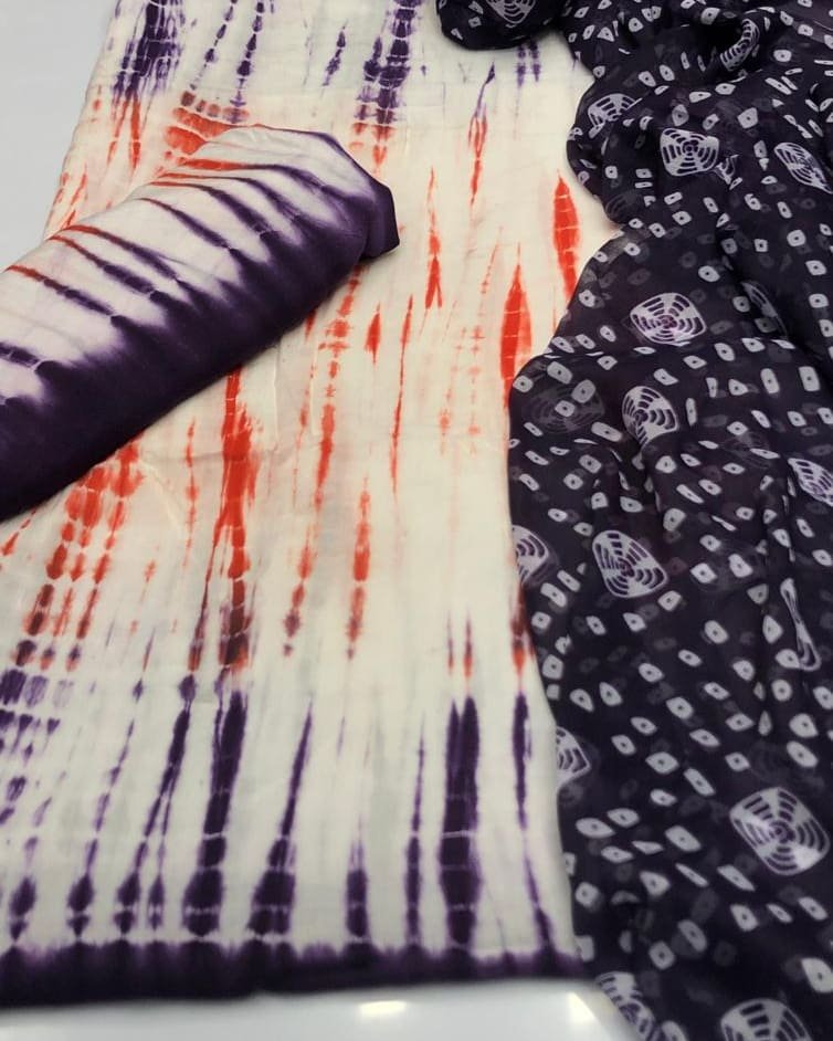 Plum Bandhani Dupatta Tie Dye Suit