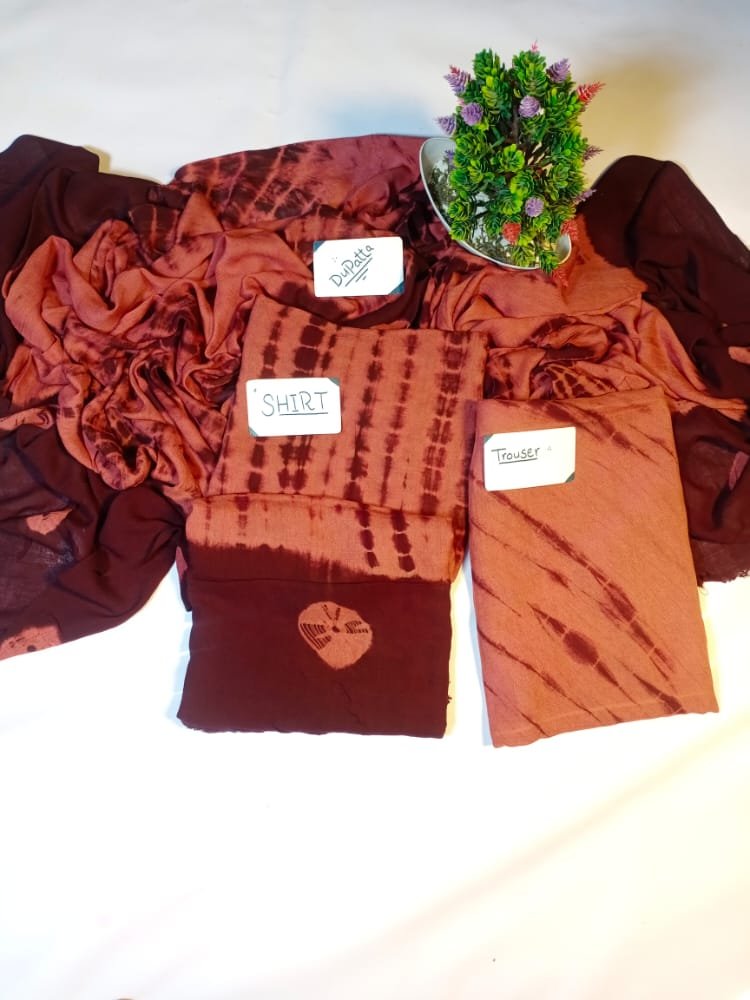 Rust Circle Border Tie Dye Suit